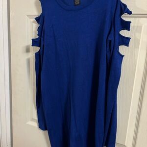 Say what nwot Women's Blue Cut-Out Sleeve Top dress size